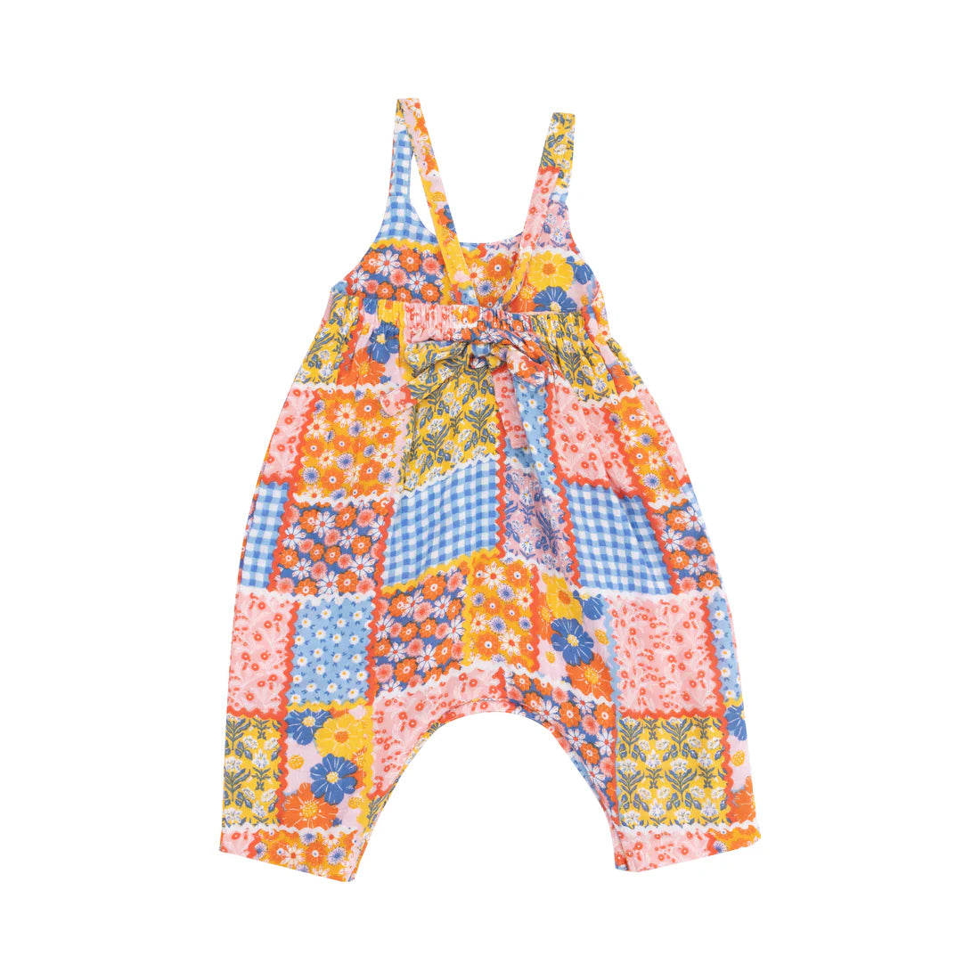 ric rac patchwork tie back romper