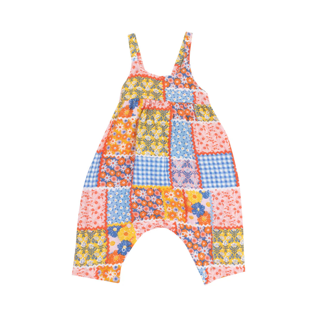 ric rac patchwork tie back romper