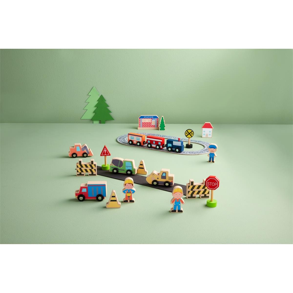 train wood toy set