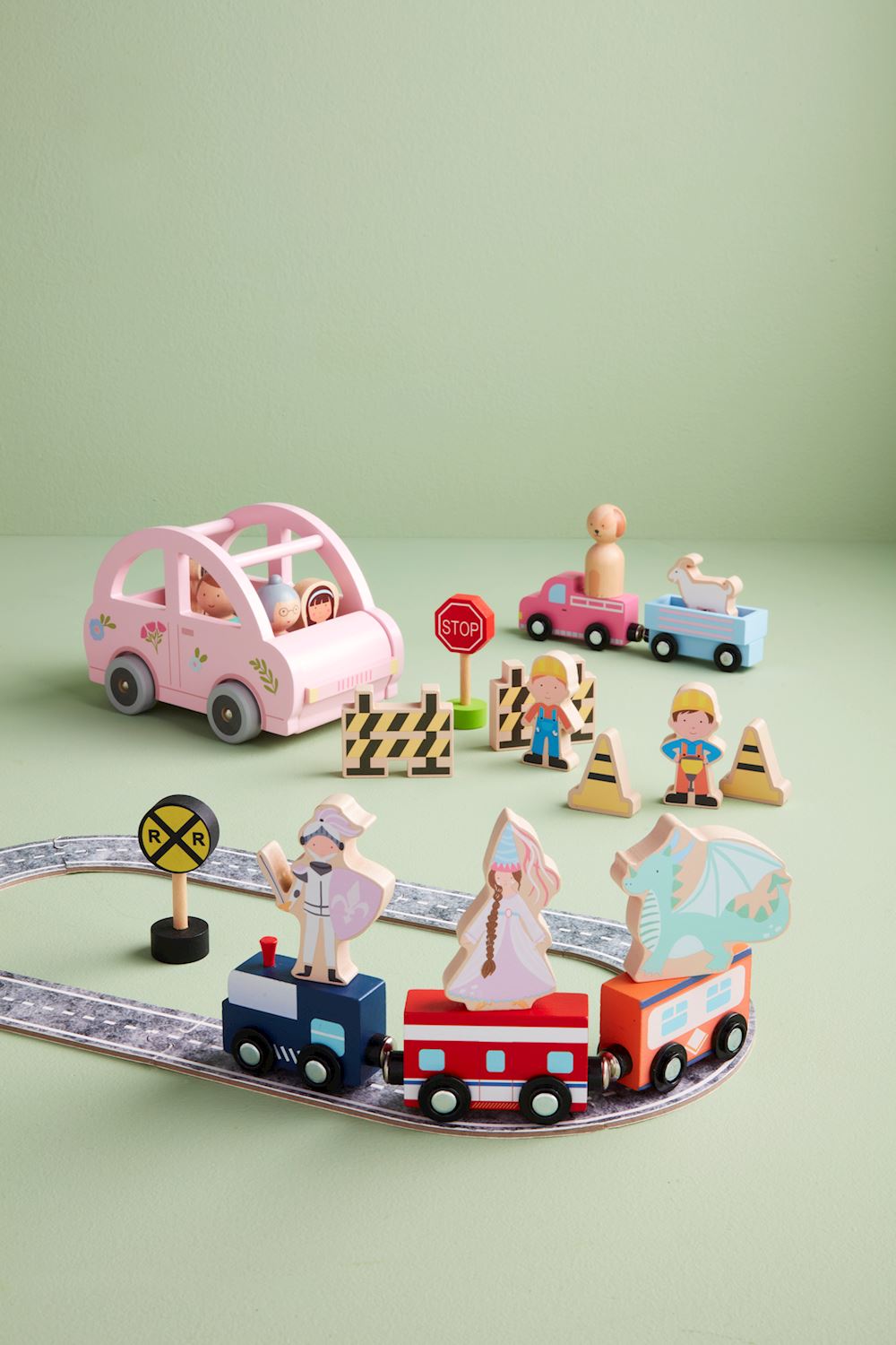 train wood toy set