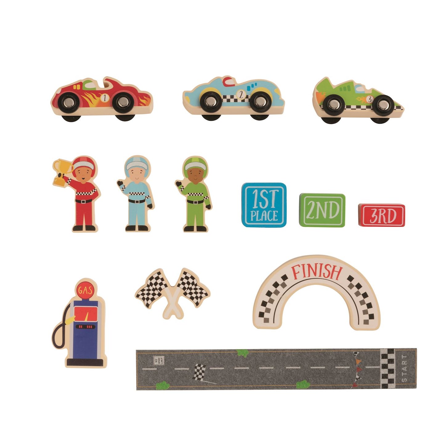 race car wood toy set