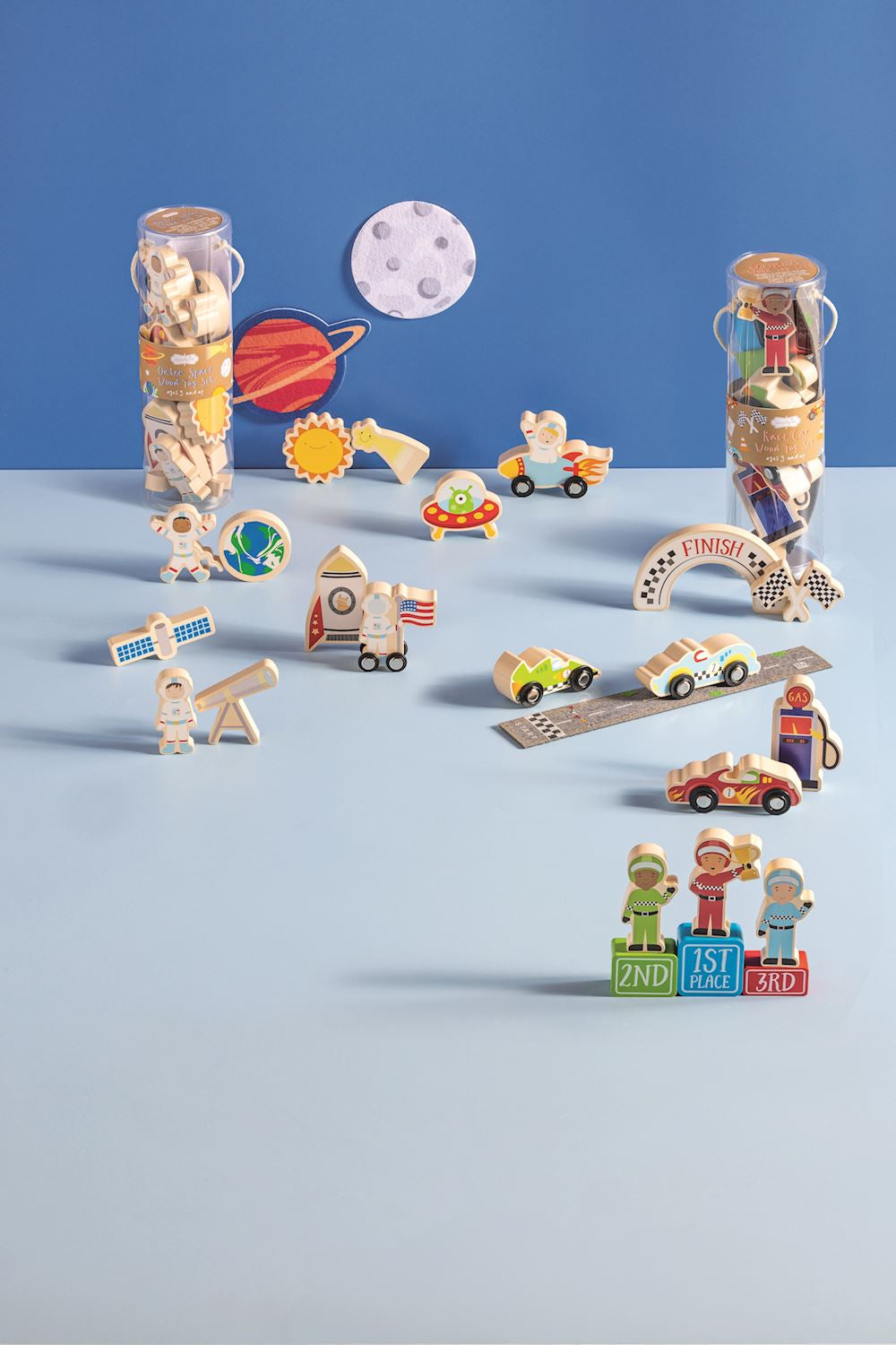 race car wood toy set
