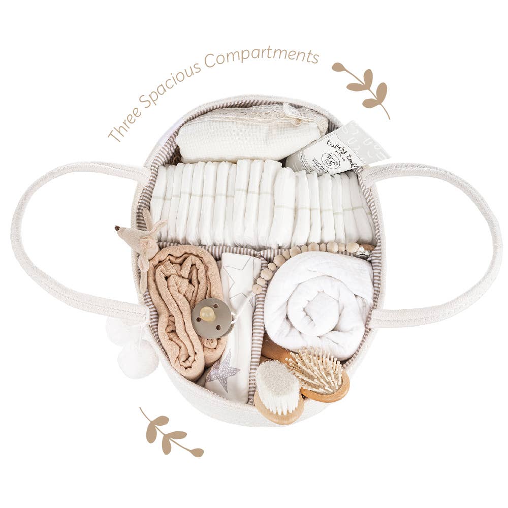 rope diaper caddy- off-white
