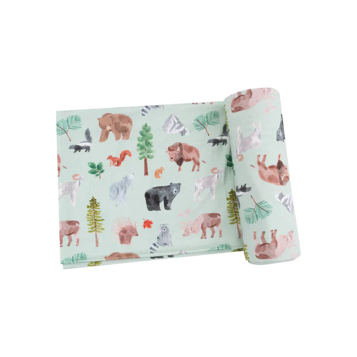 american woodland animals - swaddle blanket