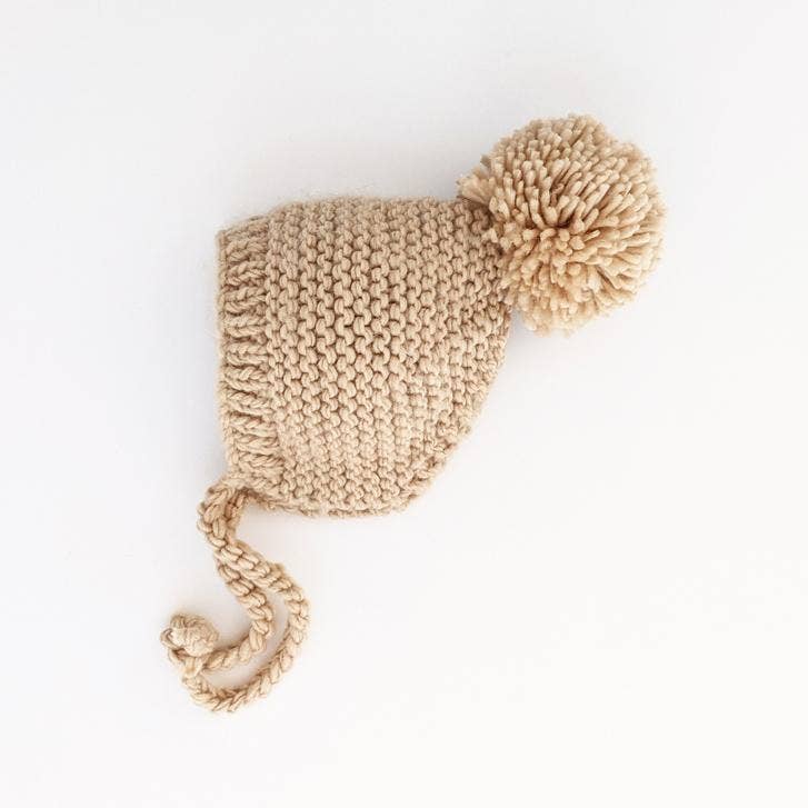 latte garter stitch knit bonnet