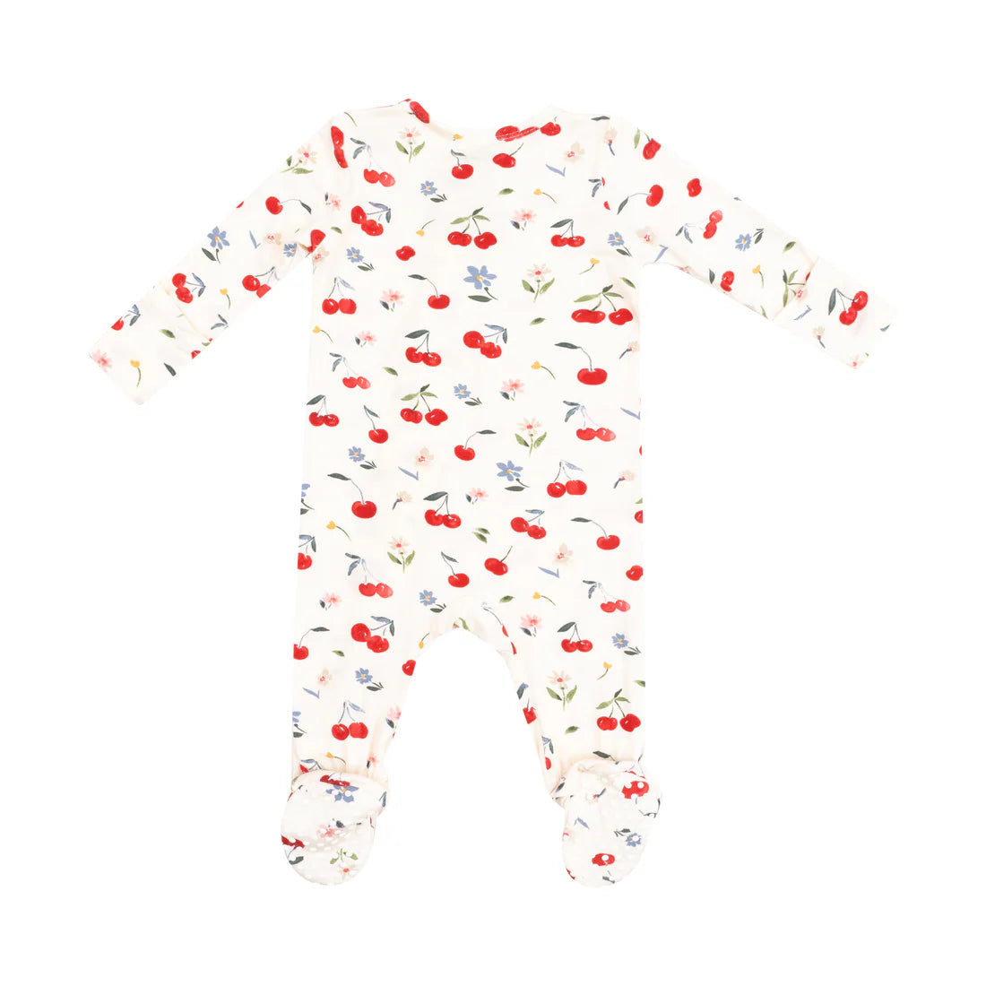 watercolor cherries 2 way zipper footie