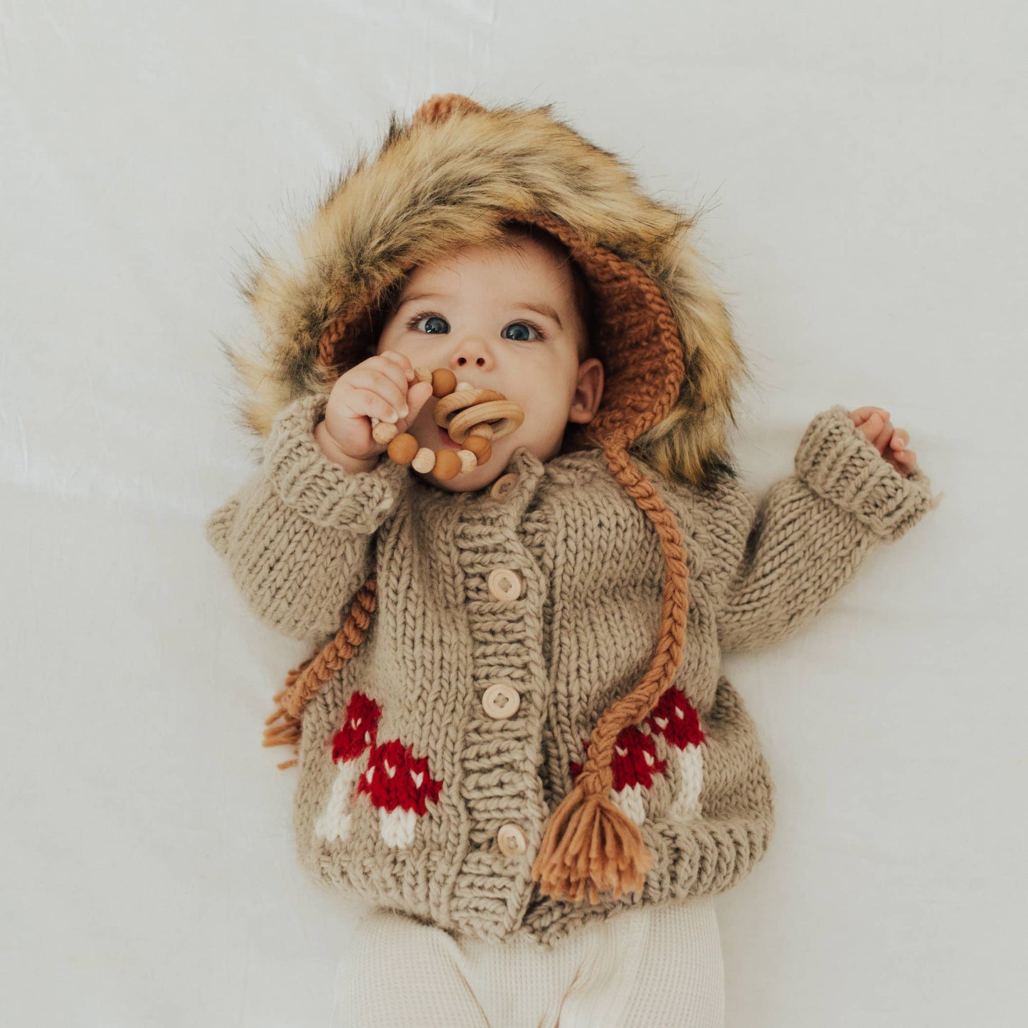 mushroom cardigan sweater- taupe