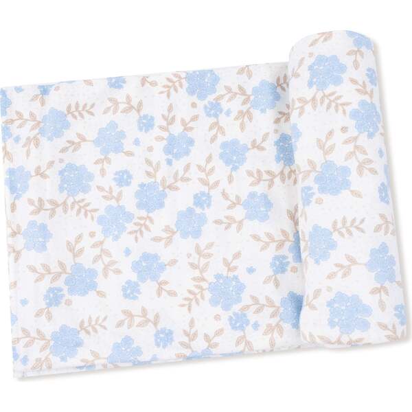 baby blue floral swaddle blanket