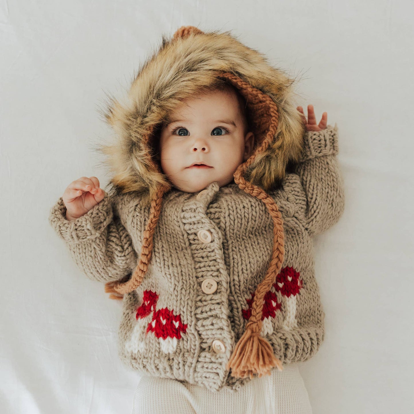 mushroom cardigan sweater- taupe