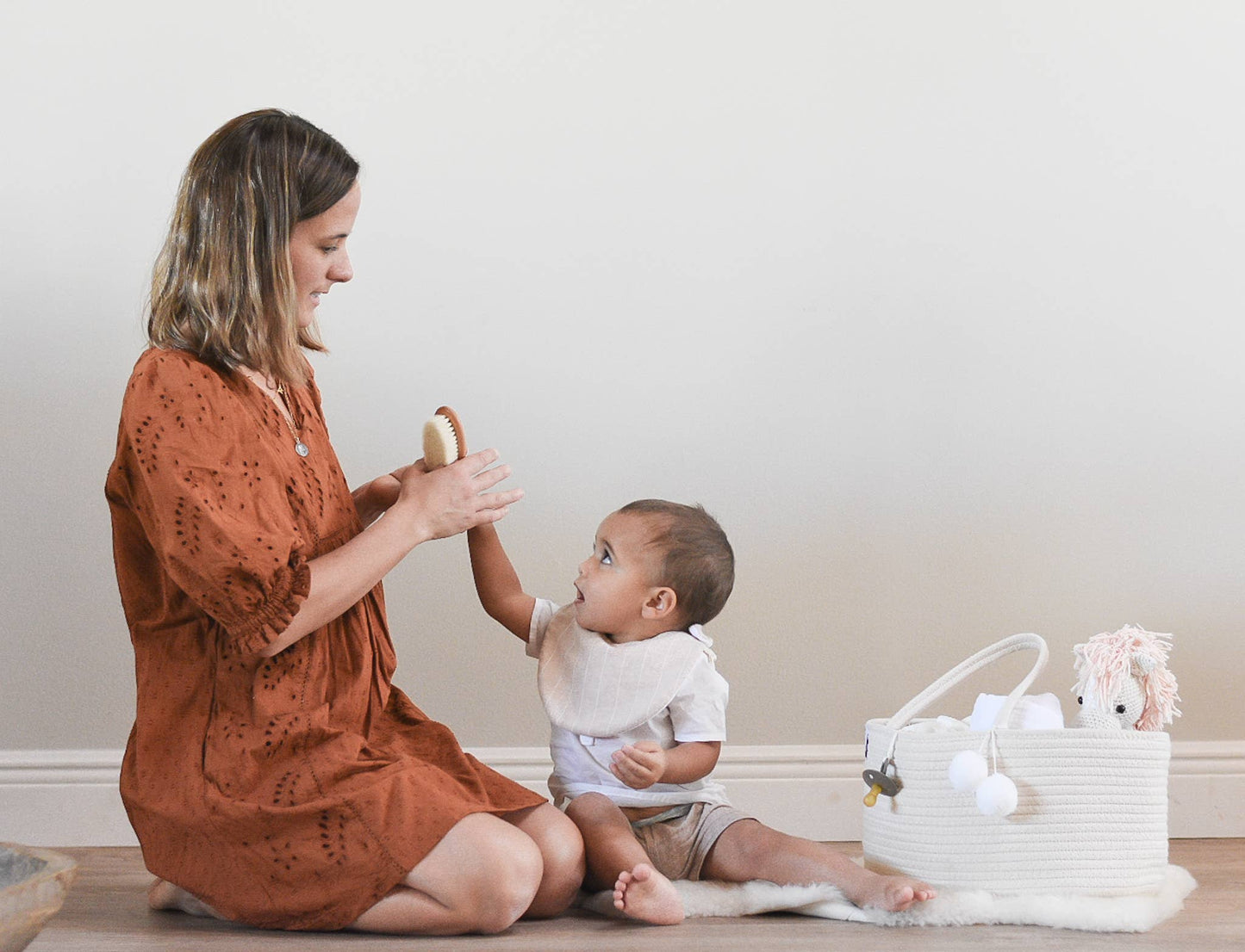 rope diaper caddy- off-white