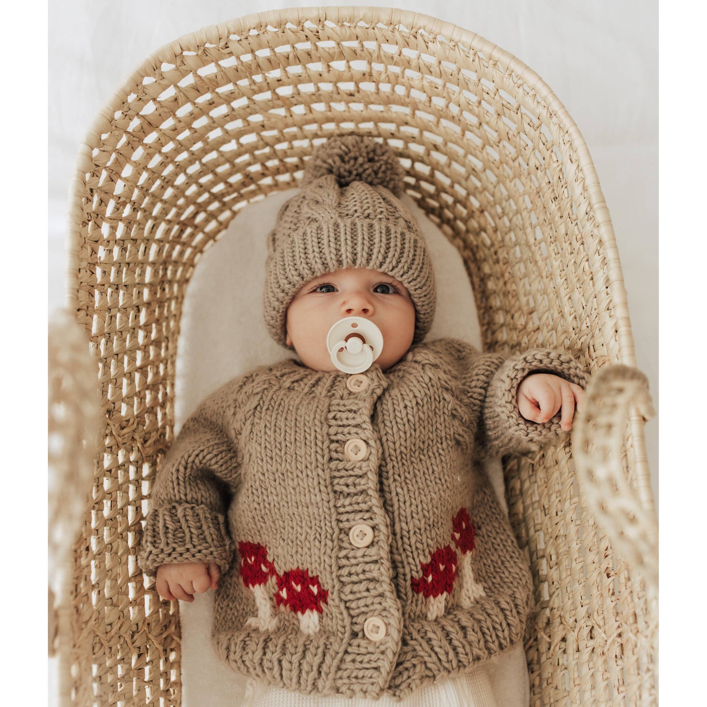 mushroom cardigan sweater- taupe