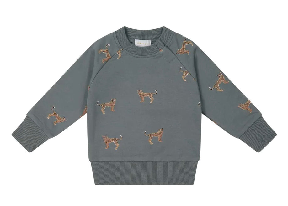 organic cotton chole sweatshirt- cheetah sage