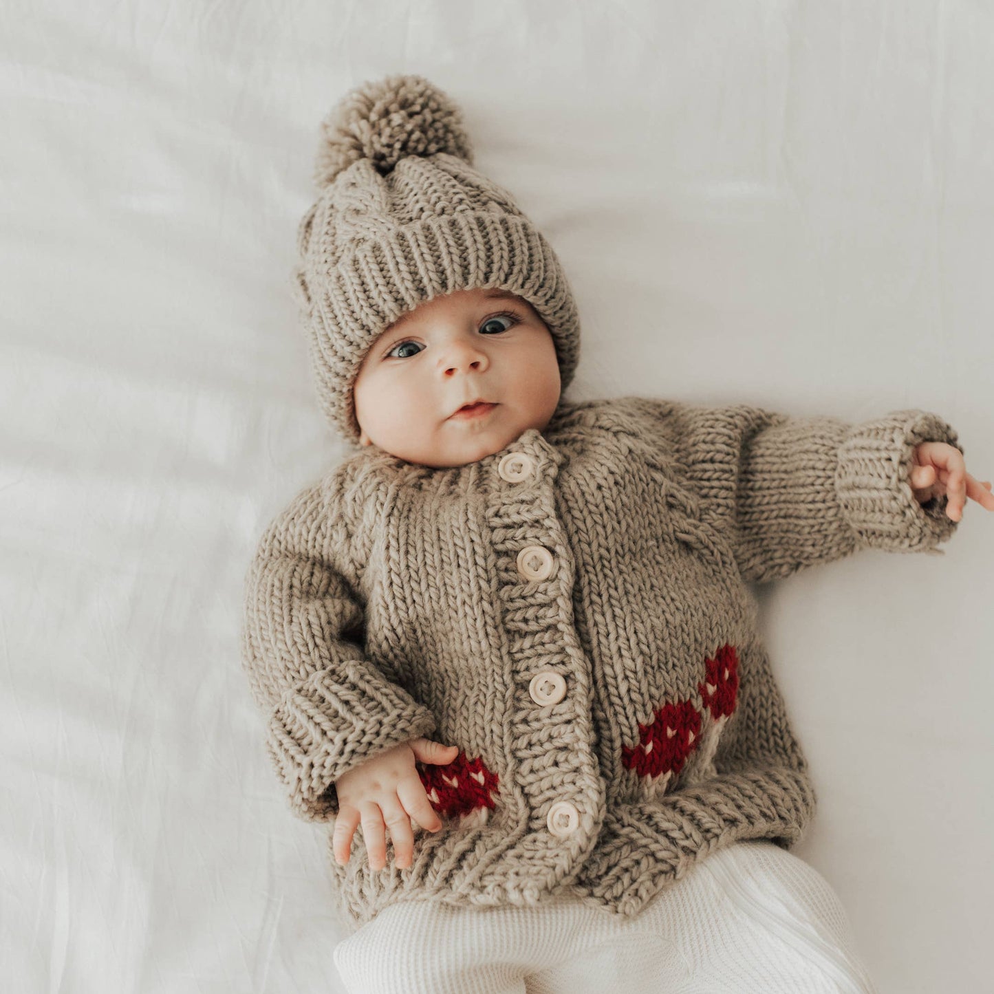 mushroom cardigan sweater- taupe
