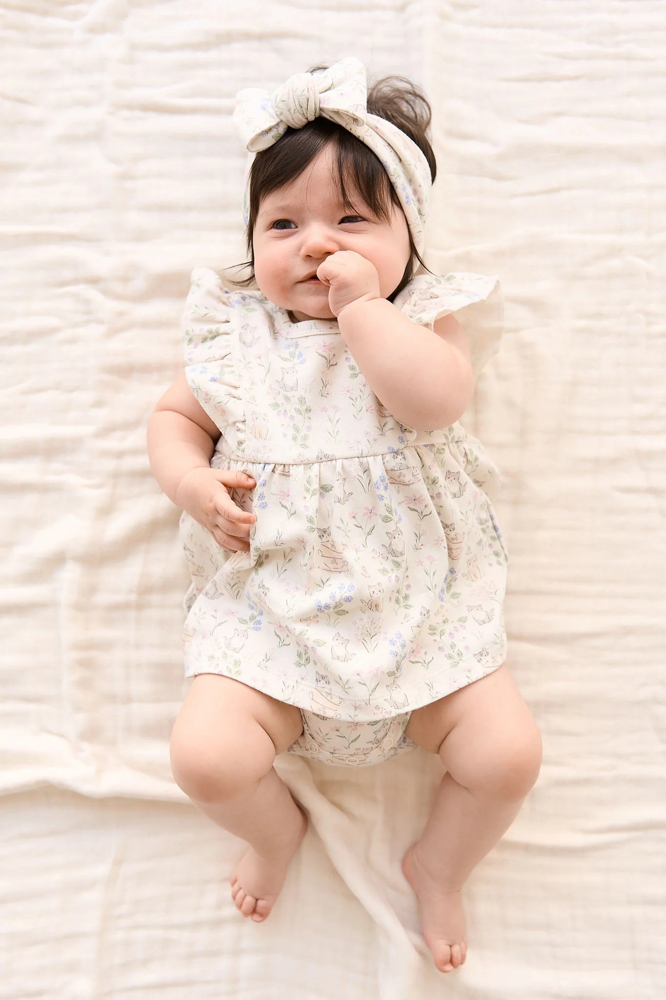 organic cotton elianna playsuit - moons garden lavendar