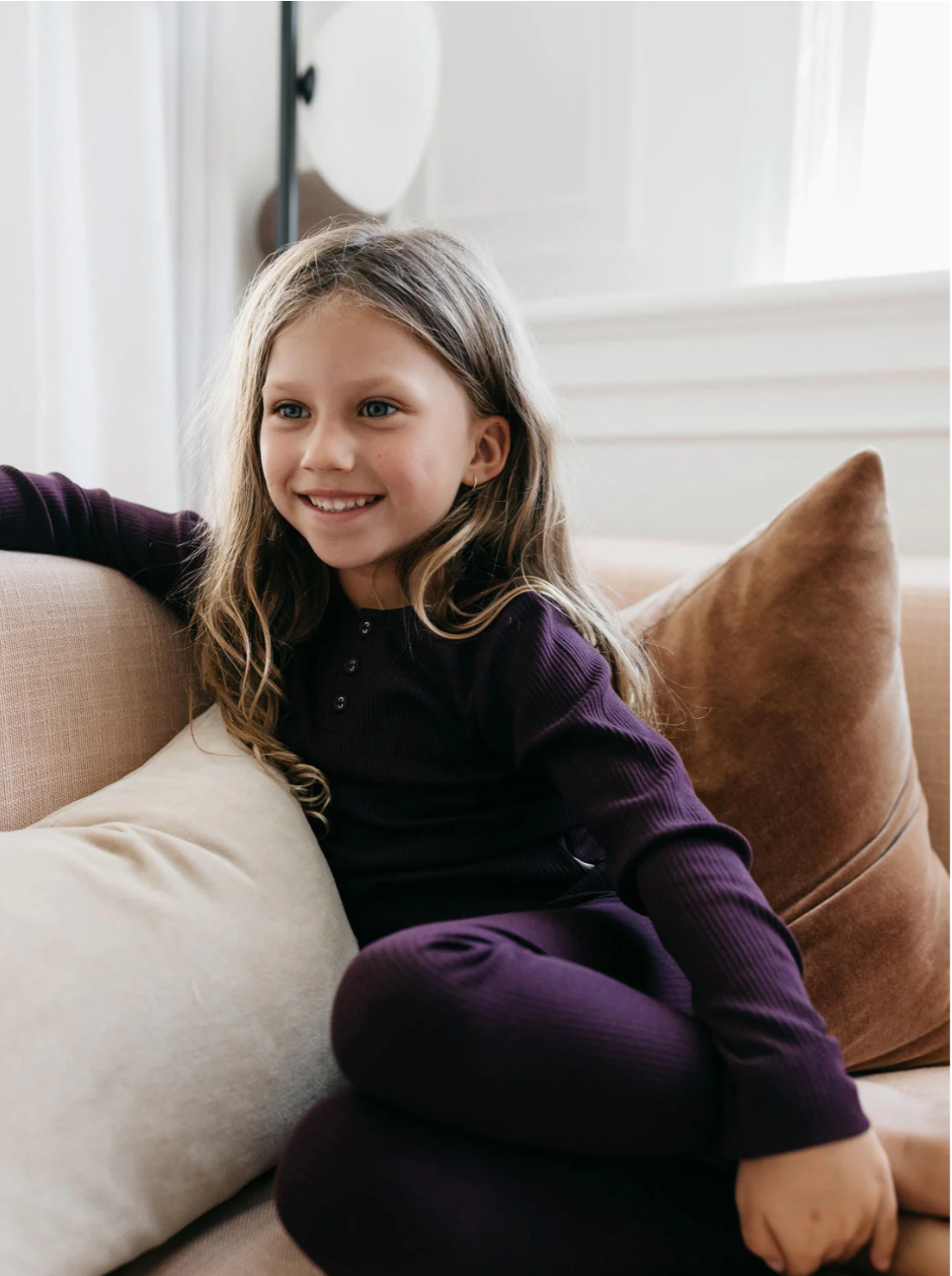 organic cotton modal long sleeve henley - fig