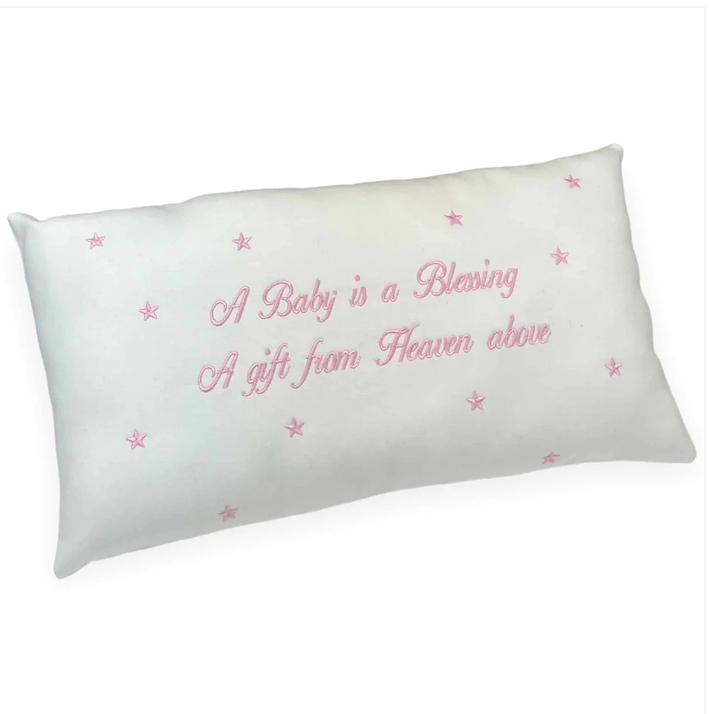 baby is a blessing pink pillow