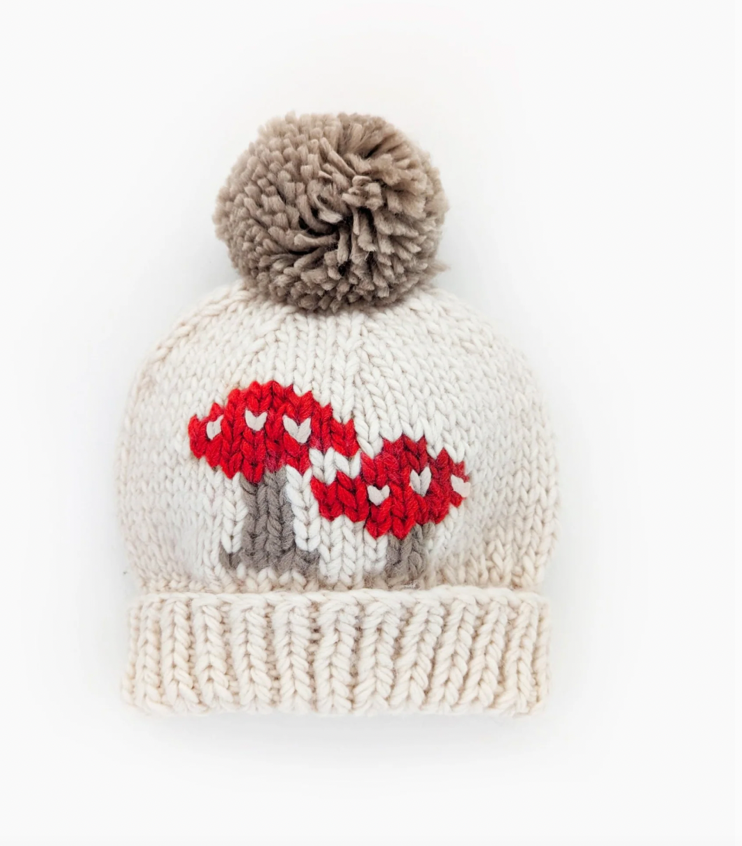 mushroom natural beanie hat