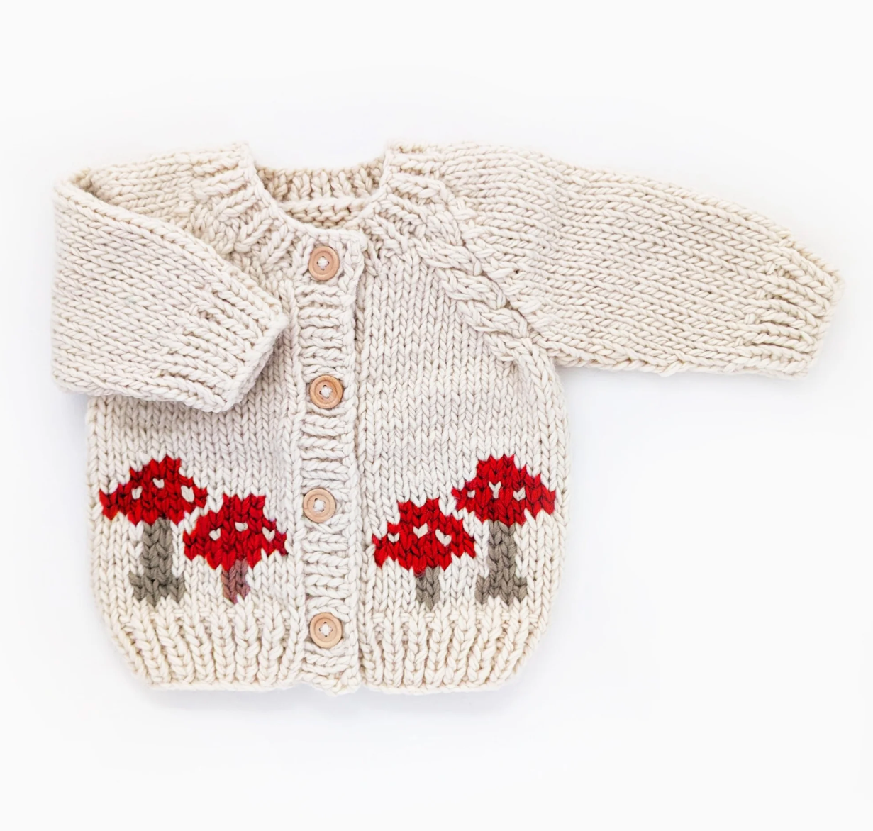 mushroom cardigan sweater tan