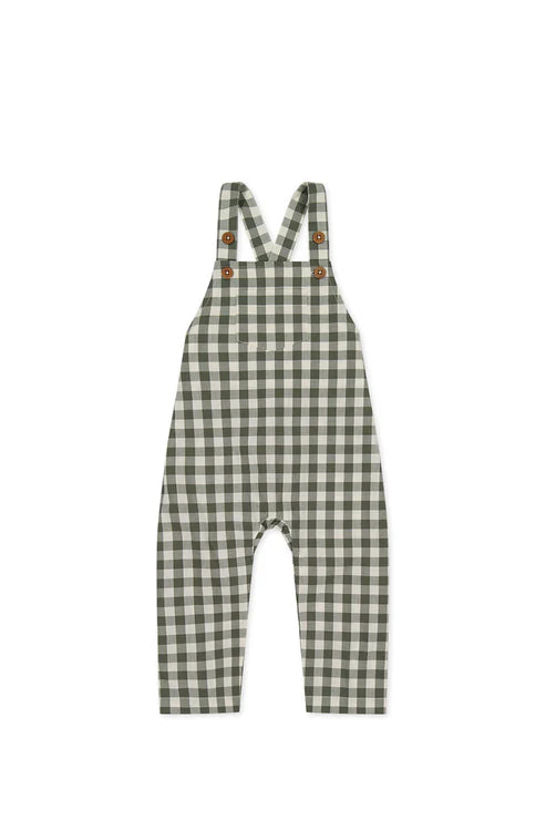 kingston overall - gingham grape leaf
