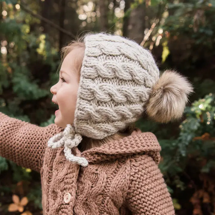 aspen oatmeal cable knit bonnet