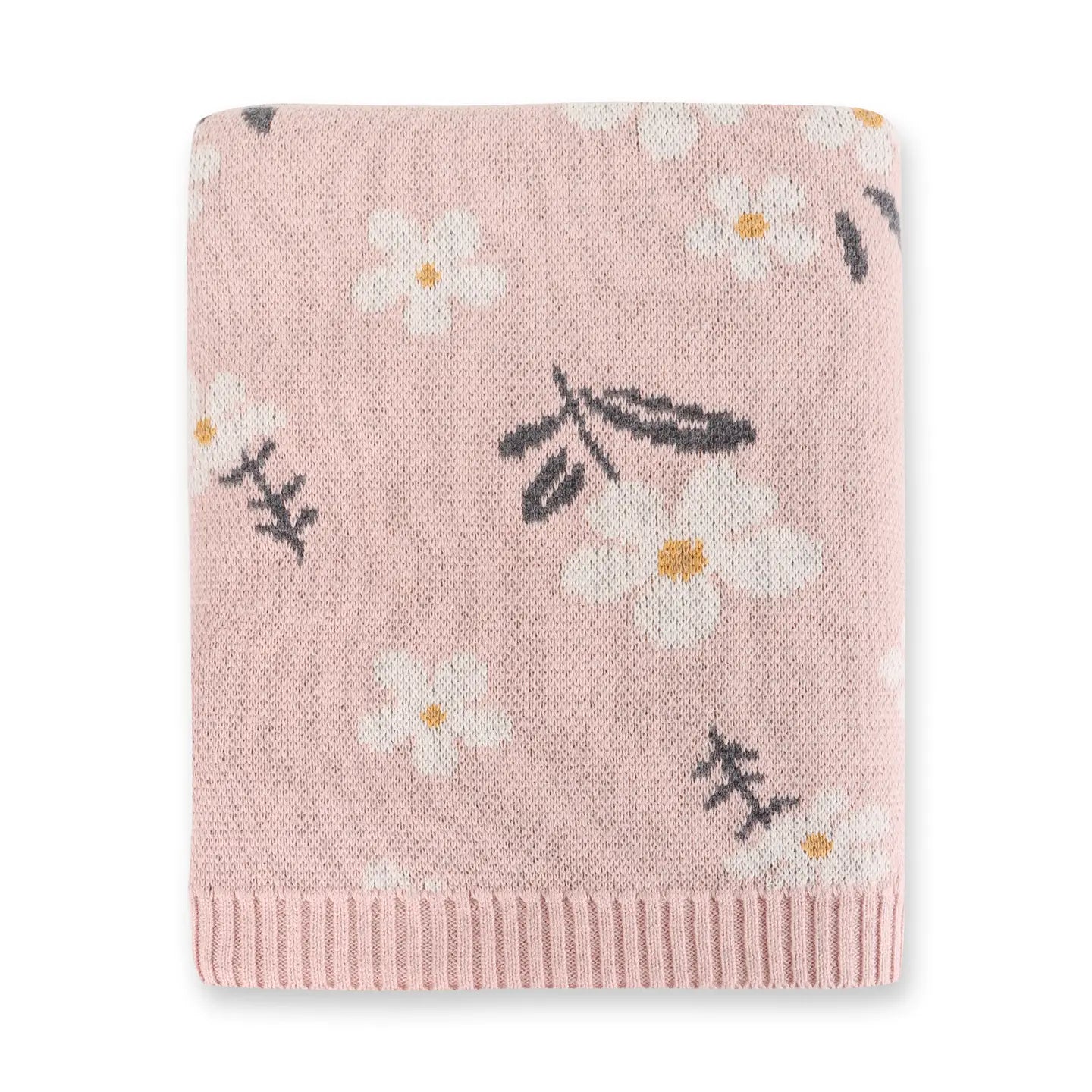 Daisy Floral Jacquard Knitted Baby Blanket