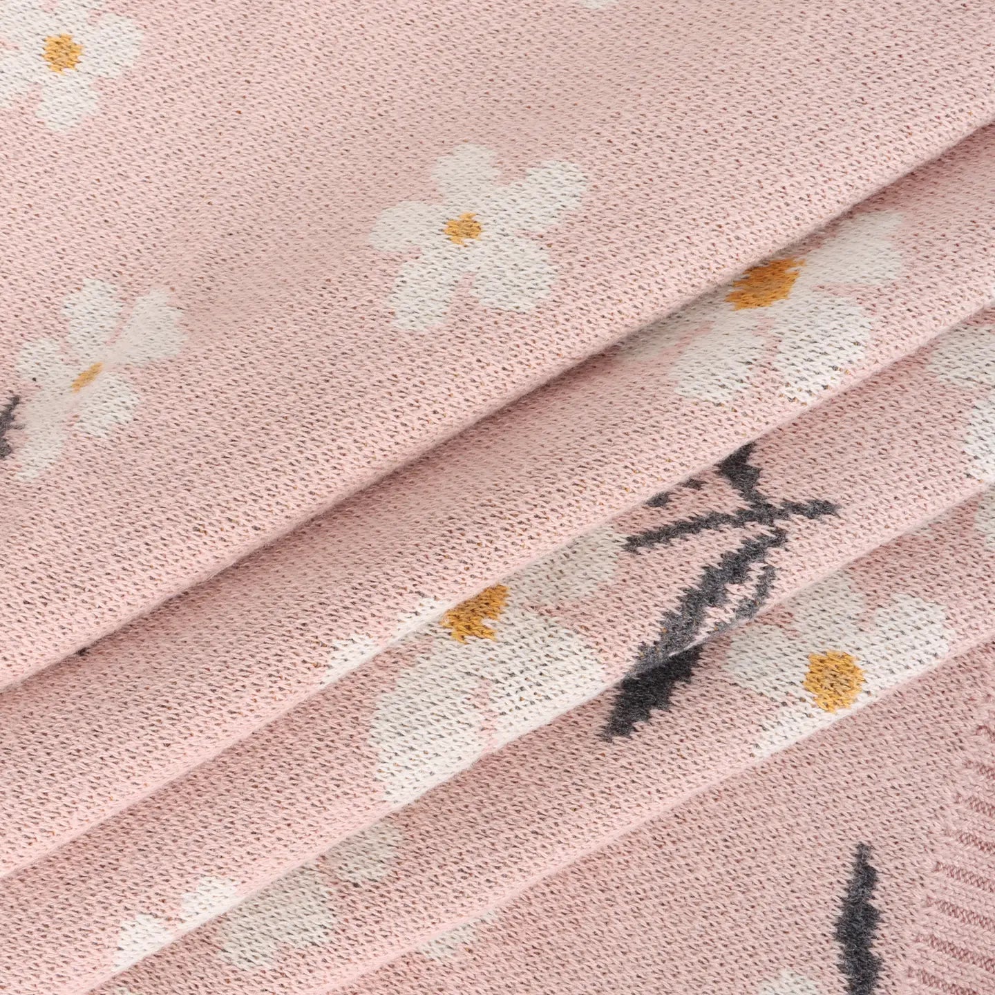 Daisy Floral Jacquard Knitted Baby Blanket