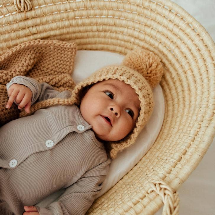 latte garter stitch knit bonnet