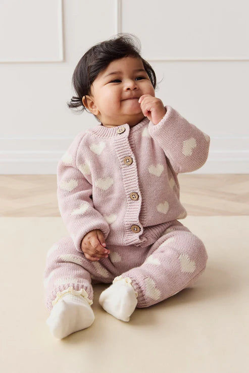 camille cardigan - heart jacquard ballerina marle