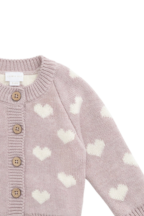 camille cardigan - heart jacquard ballerina marle