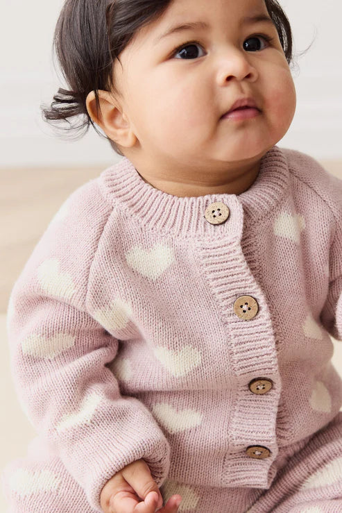 camille cardigan - heart jacquard ballerina marle