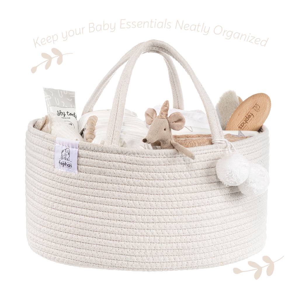 rope diaper caddy- off-white