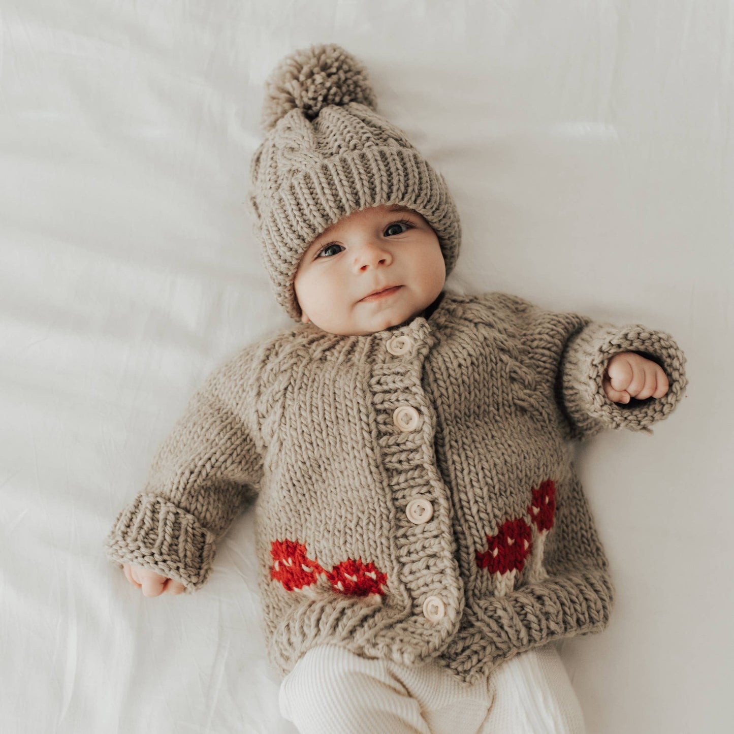 mushroom cardigan sweater- taupe