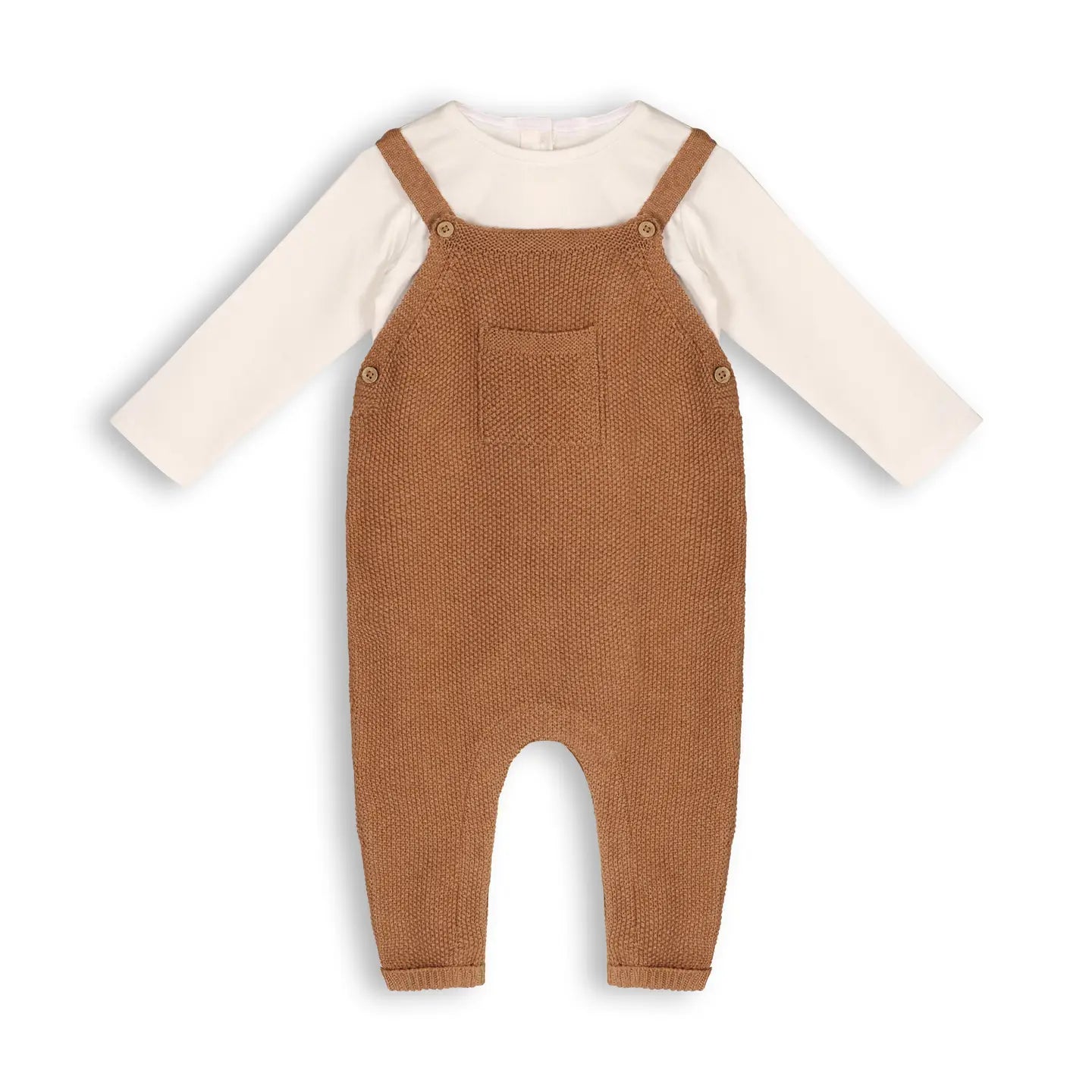 Chunky Sweater Knit Overall & Bodysuit - Chai Melange