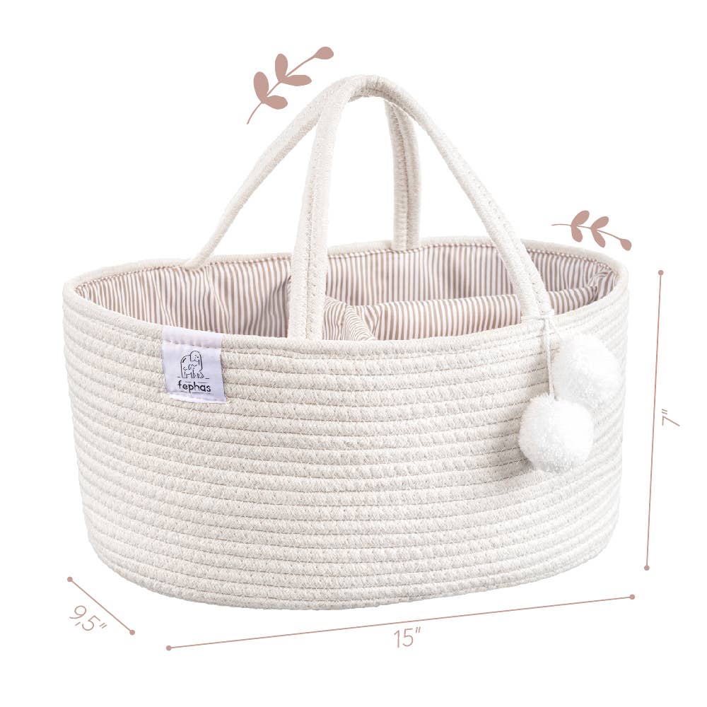 rope diaper caddy- off-white