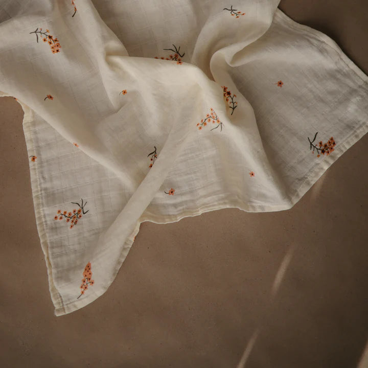 organic cotton muslin cloths 3-pack flowers