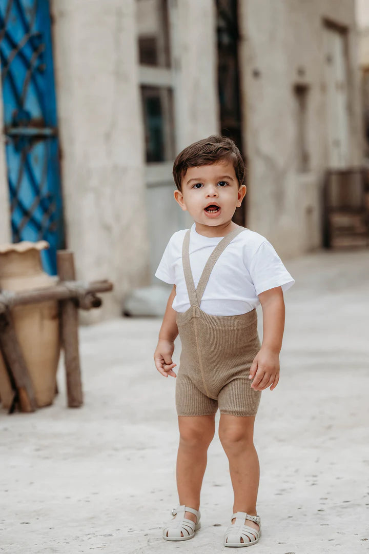 shorty tights with braces - peanut