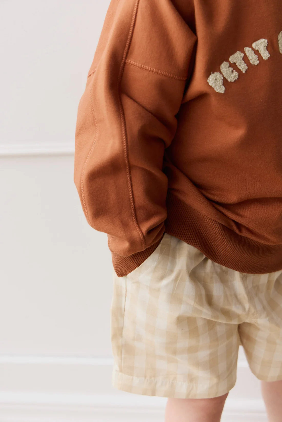 louis short - gingham pale khaki