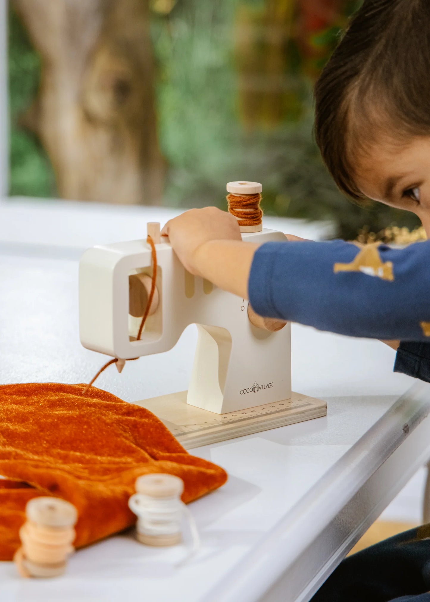 wooden sewing machine playset