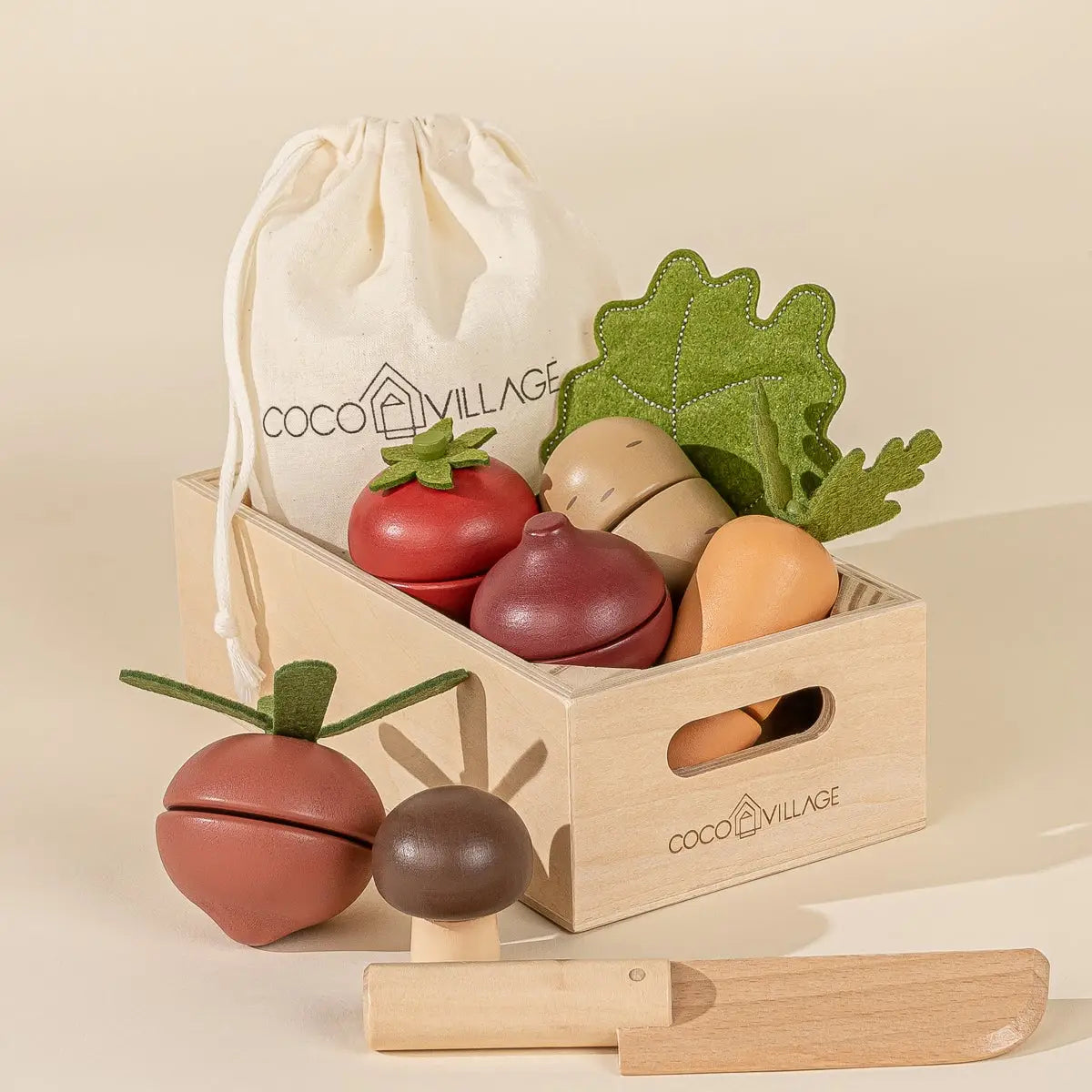 wooden vegetables playset