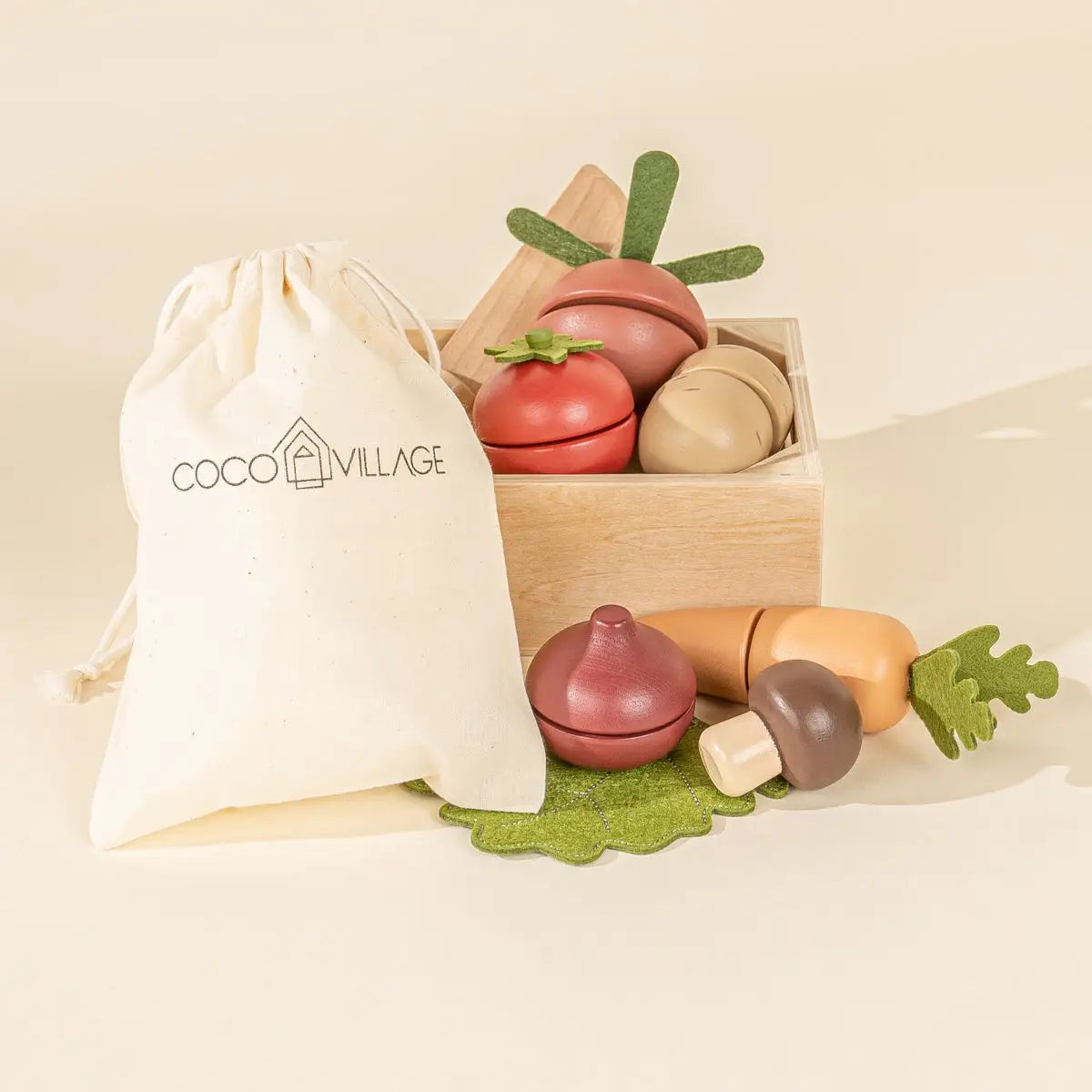 wooden vegetables playset