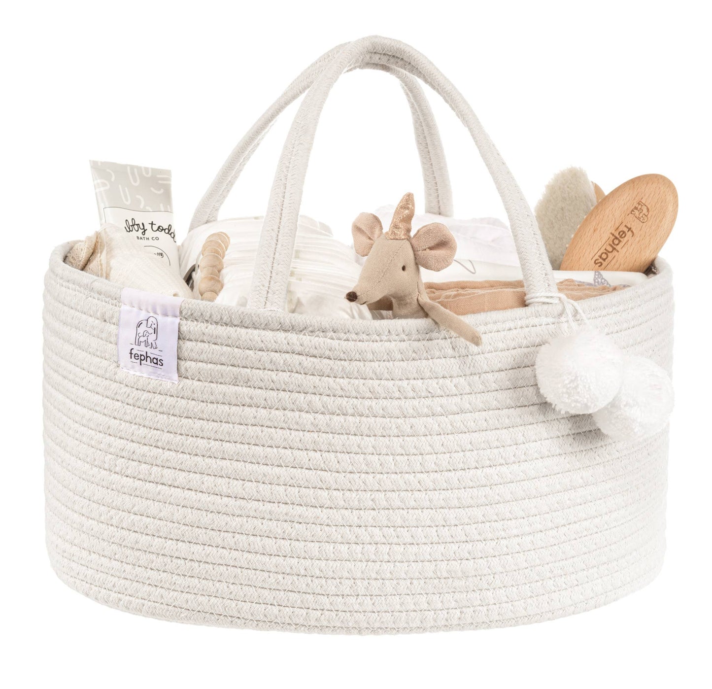 rope diaper caddy- off-white