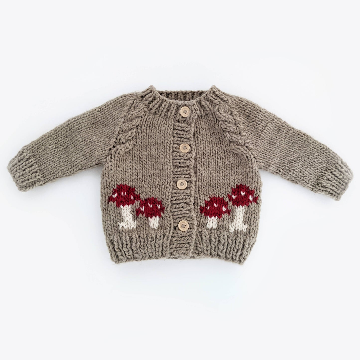 mushroom cardigan sweater- taupe