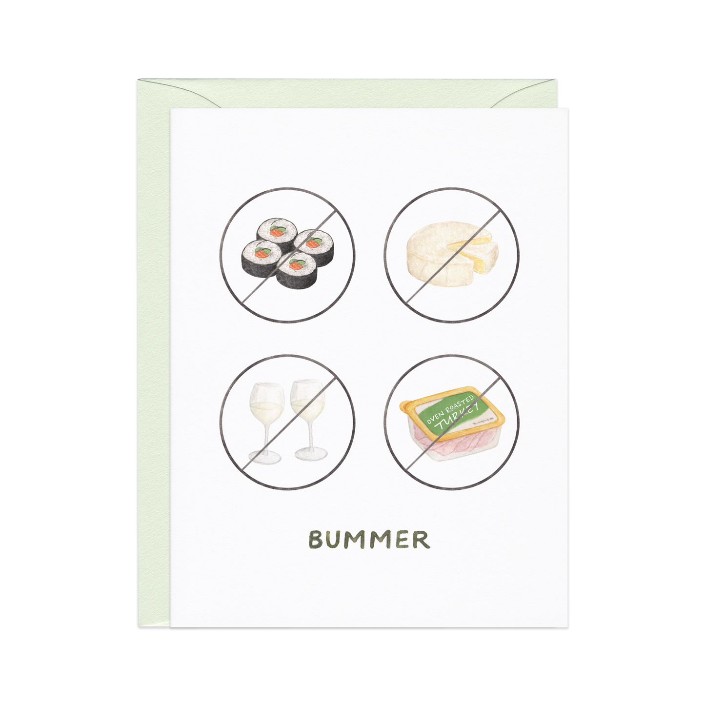 pregnancy bummers — funny food new baby card