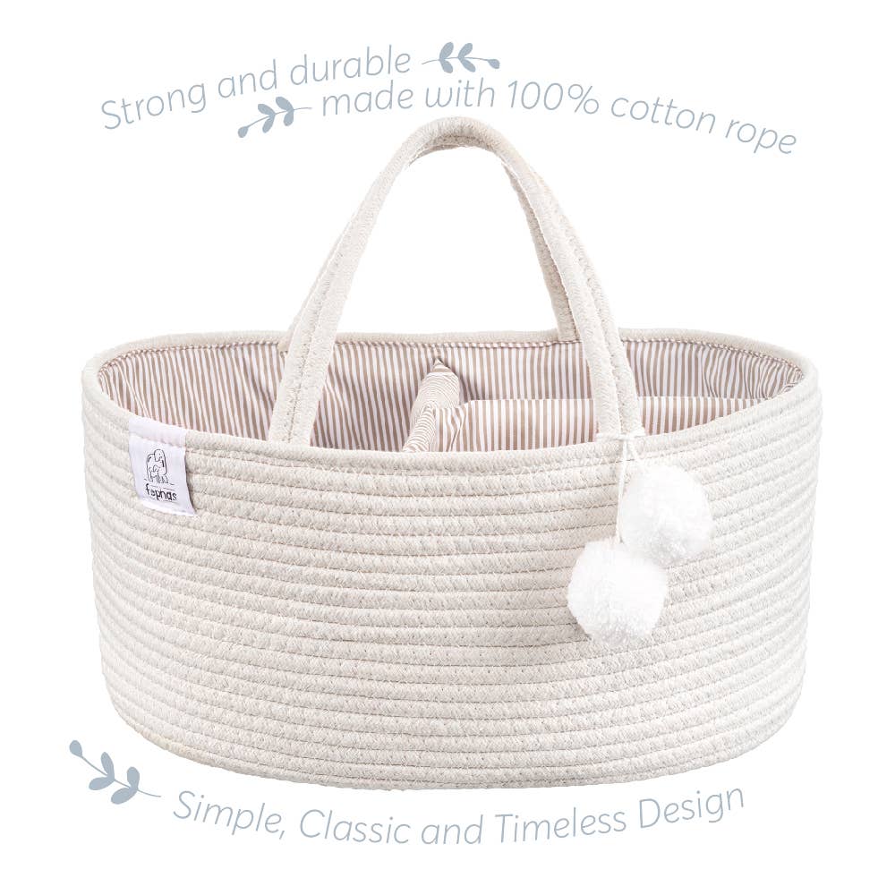 rope diaper caddy- off-white