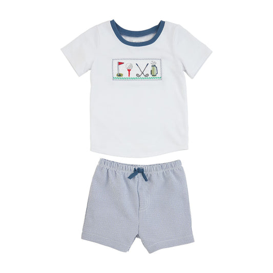 golf smocked short set