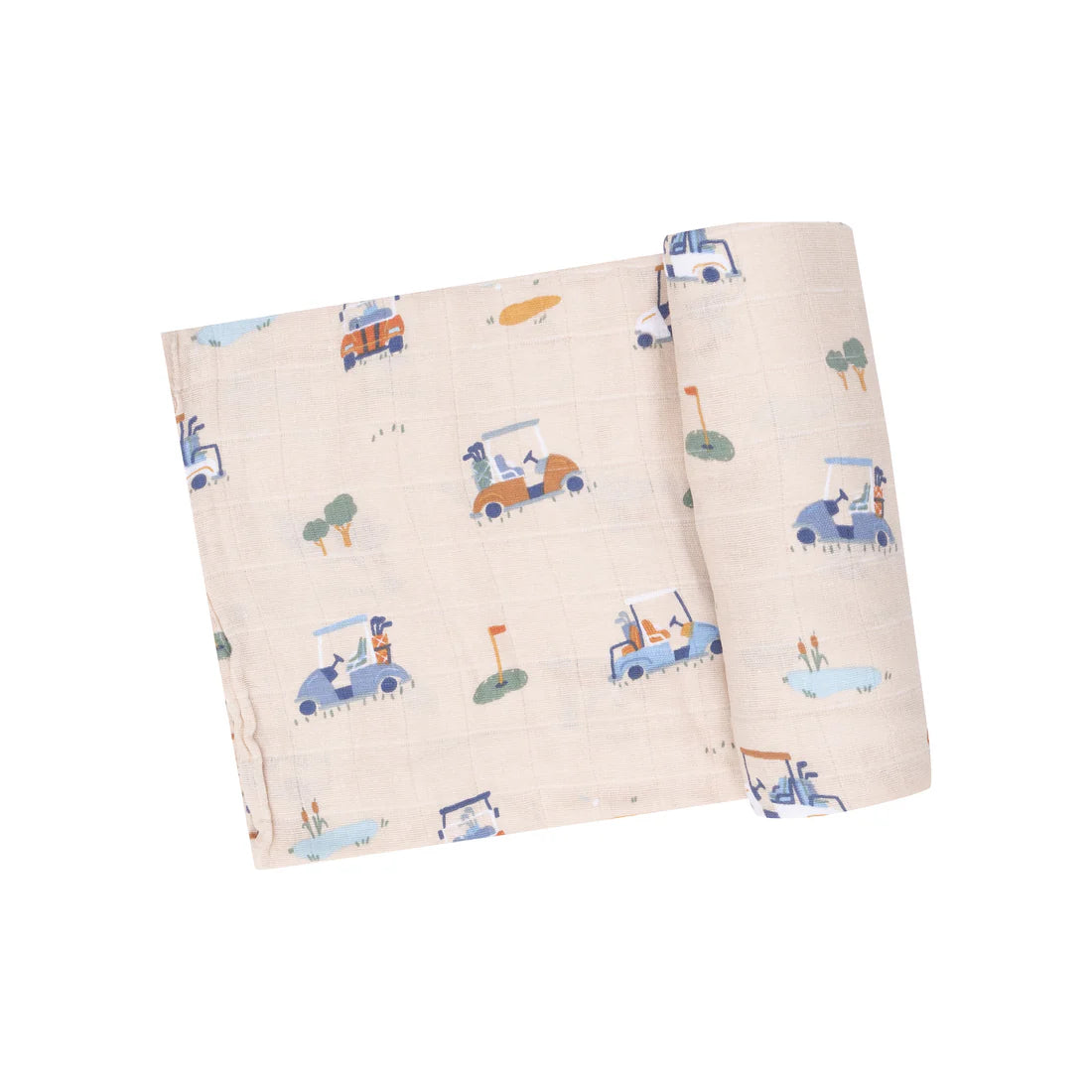 golf cart cuties oatmeal swaddle blanket