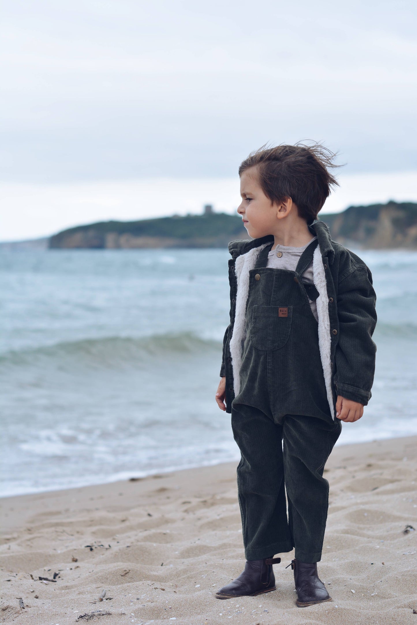 corduroy and faux-fur jacket