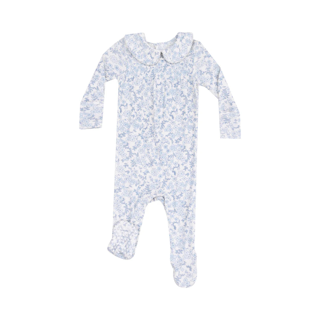 blue calico flora smocked peter pan footie
