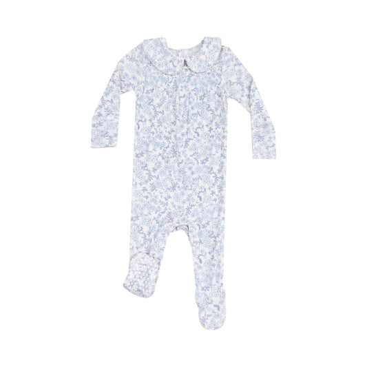 blue calico flora smocked peter pan footie