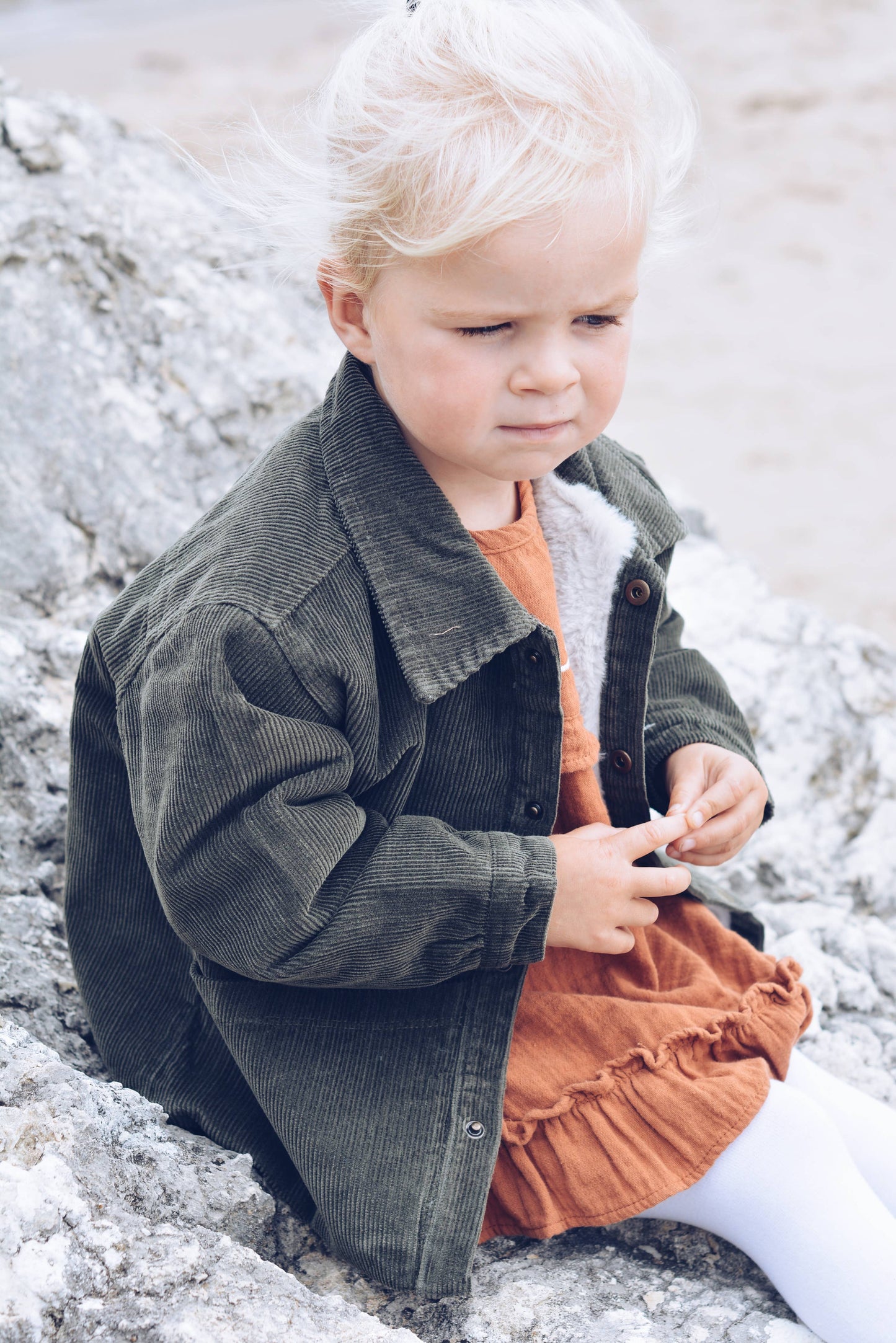 corduroy and faux-fur jacket